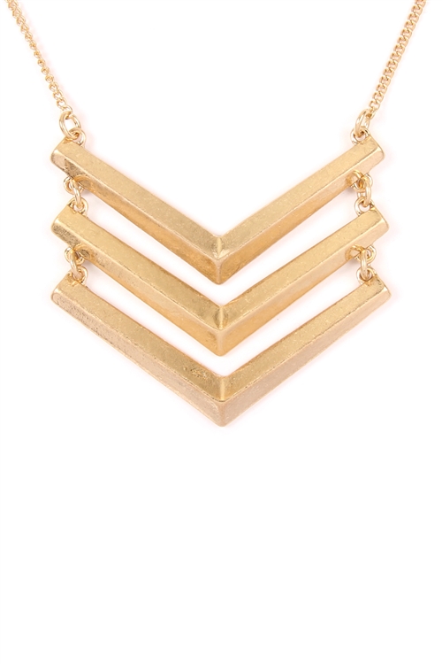 S22-1-3-PNA146WG-ARROW HEAD  METAL NECKLACE-MATTE GOLD/1PC