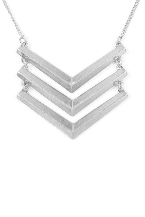 S22-1-3-PNA146WS-ARROW HEAD  METAL NECKLACE-MATTE SILVER/1PC