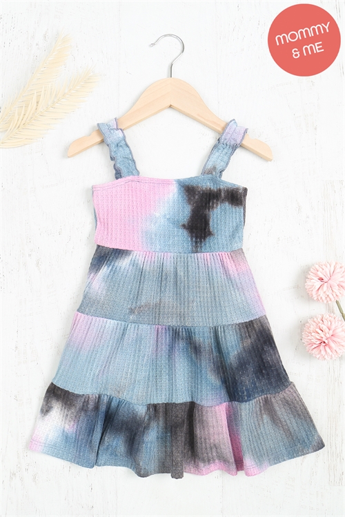 S11-16-4-PPD10439TK-NVPK-1 - KIDS MERROW STRAPS TIERED TIE DYE DRESS- NAVY PINK 1-2-0-0-0-1-0-2