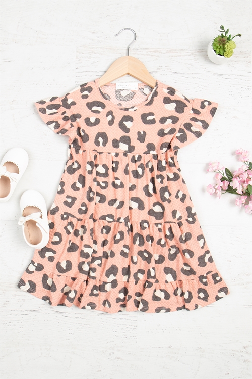 S10-16-3-PPD10559TK-PCHCB-1 - KIDS ANIMAL PRINT RUFFLED DRESS- PEACH COMBO 1-1-0-1-1-1-1-0