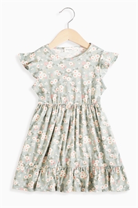 S11-15-2-PPD10638TK-SGFLM - GIRLS FLORAL RUFFLE SLEEVE TIERED DRESS- SAGE FLAMINGO 1-1-1-1-1-1-1-1