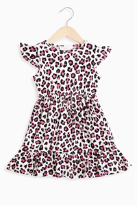 S7-7-4-PPD10640TK-FCH - LEOPARD RUFFLE SLEEVE TIERED DRESS- FUCHSIA 1-1-1-1-1-1-1-1