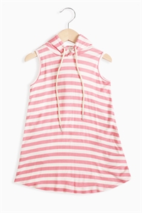 S11-20-3-PPD10645TK-IVSTBY-1 - GIRLS STRIPE SLEEVELESS DRAWSTRING HOODIE DRESS- IVORY STRAWBERRY 1-1-0 -0-1-1-1-1