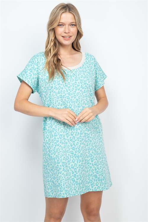 S10-16-4-PPD1222-MNTOTM-1 - RIB ROUND NECK LEOPARD POCKET DRESS- MINT OATMEAL 1-3-1-0