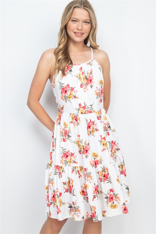 SA4-0-4-PPD1225-IV - CAMI STRAP FLORAL TIERED RUFFLE DRESS- IVORY 1-2-2-2