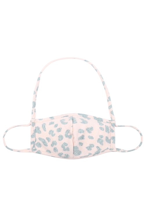 S18-10-2-RFM6007-RAP164 - PPM6002 - PEACH LEOPARD PRINT FACE MASK WITH NECK STRAP FOR ADULTS/12PCS