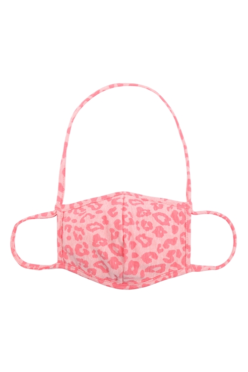 S5-7-3-RFM7007K-RAP051-CORAL-PPM7003-LEOPARD PRINT FACE MASKS W/ NECK STRAP FOR KIDS/12PCS **Not intended for kids 2 years old and below**