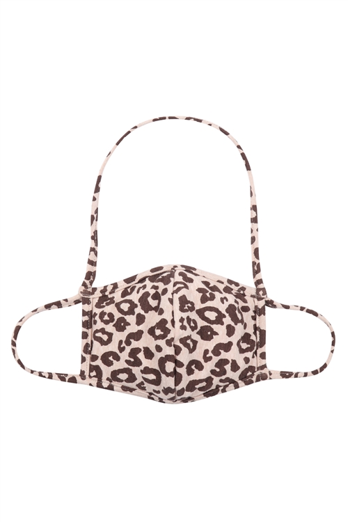 S5-7-3-RFM7007K-RAP051-TAUPE-PPM7003-LEOPARD PRINT FACE MASKS W/ NECK STRAP FOR KIDS/12PCS **Not intended for kids 2 years old and below**