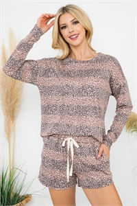 S12-3-1-PPP40136-MC - LEOPARD STRIPED LONG SLEEVE TOP & BOTTOM SET- MOCHA 1-2-2-1