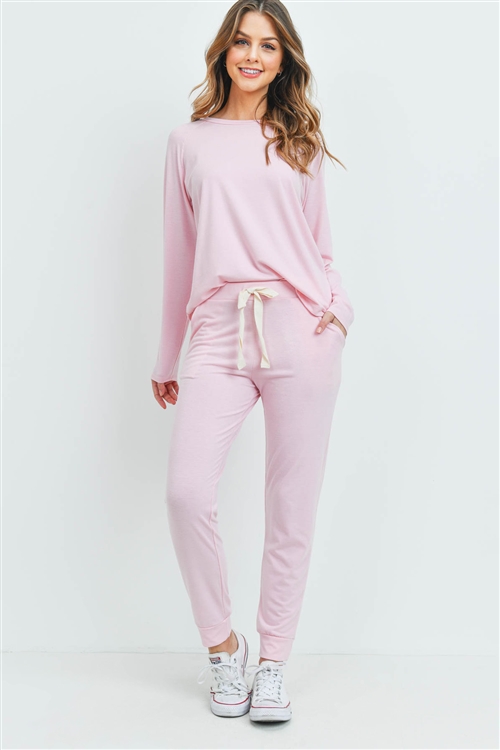 S6-2-4-PPP4015-DSTRS - SOLID TOP AND PANTS SET WITH SELF TIE- DUSTY ROSE 1-2-2-2