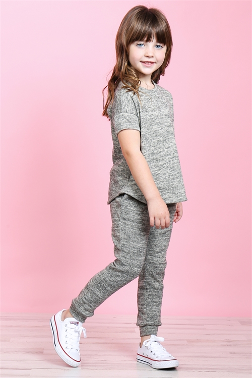 S10-9-3-PPP4024T-OTM -KIDS GIRLS TWO TONED SHORT SLEEVES TOP AND JOGGERS SET WITH SELF TIE-OATMEAL 2-2-2-2