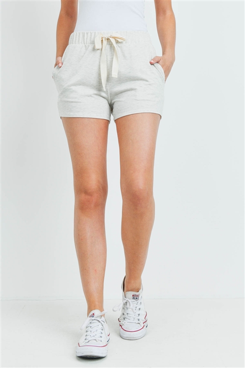 S15-9-3-PPP4075-OTM-1 - SOLID SHORTS SIDE POCKET WITH SELF TIE- OATMEAL 0-2-2-2