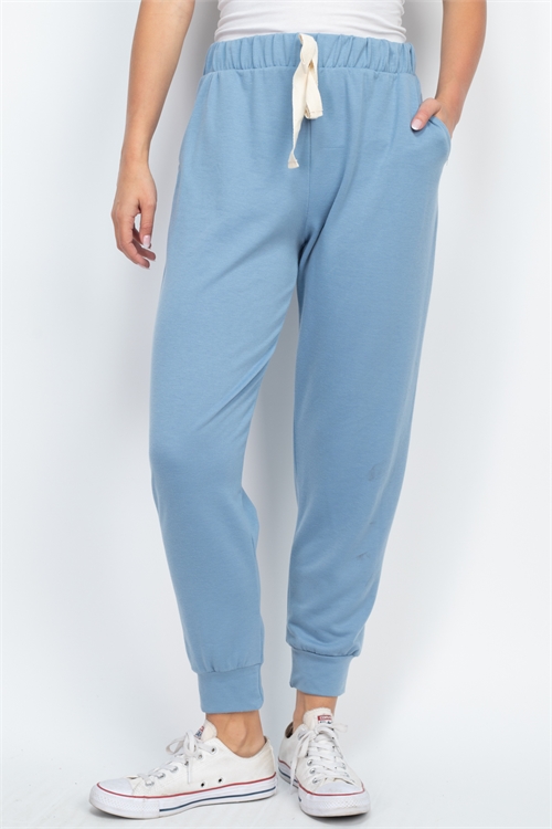 S14-7-2-PPP4087-DPSA - HIGH-RISE FRENCH TERRY JOGGER WITH SELF TIE- DEEP SEA 1-2-2-2