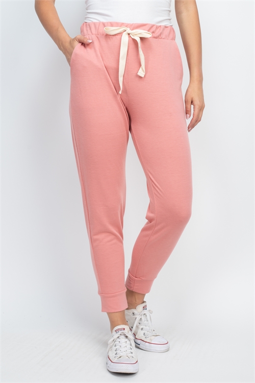 S10-15-1-PPP4087-PET-1 - HIGH-RISE FRENCH TERRY JOGGER WITH SELF TIE- PETAL 1-2-2-0