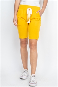 S10-18-2-PPP4093-DKMU-1 - SOLID SELF TIE SHORTS WITH SIDE POCKETS- DARK MUSTARD 0-2-2-2