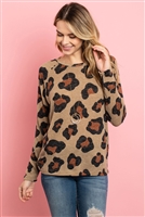 S11-4-2-PPT2008-TP - MIRR HAIR LEOPARD PRINT LONG SLEEVED TOP- TAUPE 1-2-2-2