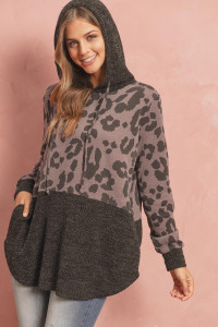 S16-2-3-PPT2021-DKLVDBK - LEOPARD PRINT DRAKE CONTRAST HOODIE WITH DRAWSTRINGS- DARK LAVENDER BLACK 1-2-2-2