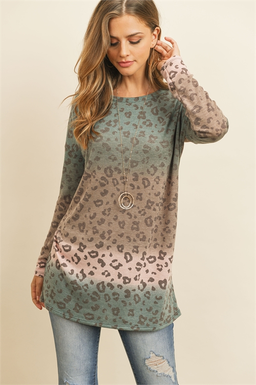 S4-2-1-PPT2025-TLPCHBWN - OVERSIZED LONG SLEEVED OMBRE LEOPARD TOP- TEAL/PEACH/BROWN 1-2-2-2