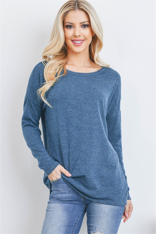 S16-10-1-PPT20530-TL-1 - BOAT NECK  LONG SLEEVE ANGORA TOP- TEAL 0-2-2-2