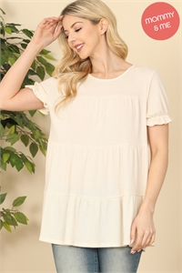 S9-5-2-PPT20585-CRM - RUFFLE SHORT SLEEVE TIERED TOP- CREAM 1-2-2-2