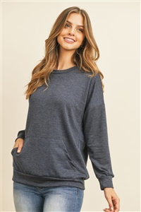 S12-3-1-PPT2063-NV-2T - LONG SLEEVE FRENCH TERRY TOP WITH KANGAROO POCKET TOP NAVY 2TONE-  1-2-2-2