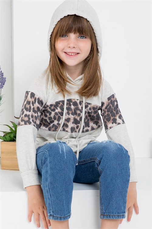 S14-7-4-PPT20730TK-OTMMCCB - KIDS LEOPARD CONTRAST HOODIE WITH SELF TIE- OATMEAL/MOCHA COMBO 1-1-1-1-1-1-1-1