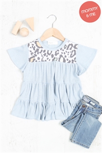 S4-9-3-PPT20963TK-SYBL-1 - KIDS LEOPARD YOKE TIERED RUFFLE SOLID RIB TOP- SKY BLUE-WHITE/PURPLE/YELLOW 1-1-1-2-1-0-0-0