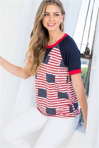 S15-9-2-PPT20965-NVRDCRM - USA FLAG SHORT SLEEVE RAGLAN TOP- NAVY/RED/CREAM-NAVY-RED 1-2-2-2