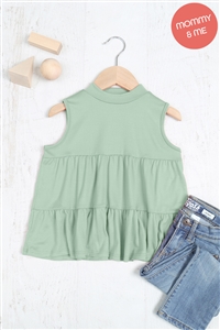 S7-3-4-PPT20971TK-GRNT-1 - KIDS CREW NECK SLEEVELESS TIERED RUFFLE TOP- GRANITE 3-0-0-0-0-0-0