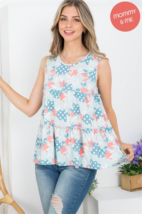 S13-3-3-PPT20985-MNT - FLORAL PRINT PULL MERROW TANK TOP- MINT 1-2-2-2 (NOW $ 2.75 ONLY!)