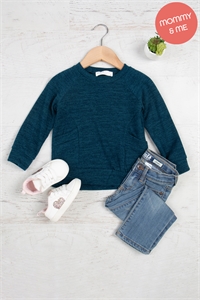 S16-1-5-PPT21058TK-DKPCK-1 - KIDS ROUND NECK LONG SLEEVE FRONT POCKET PULLOVER- DARK PEACOCK 1-1-0-1-0-0-0-1