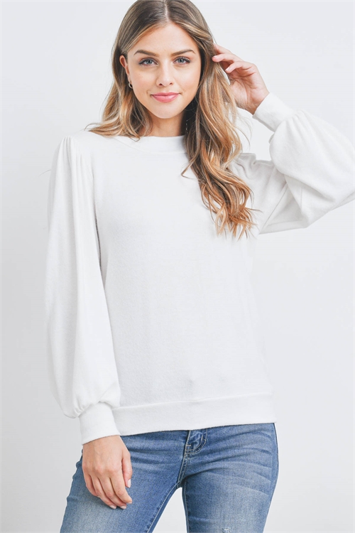 S12-5-1-PPT21143-OFW - CREW NECK PUFF SLEEVE TOP- OFF WHITE 1-2-2-2 (NOW $6.75 ONLY!)