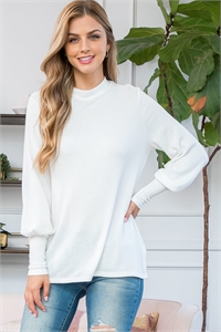 S5-2-2-PPT21174-OFW - PUFF SLEEVE MOCK NECK TOP- OFF WHITE 1-2-2-2