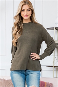 SA3-00-2-PPT21174-OV - PUFF SLEEVE MOCK NECK TOP- OLIVE 1-2-2-2