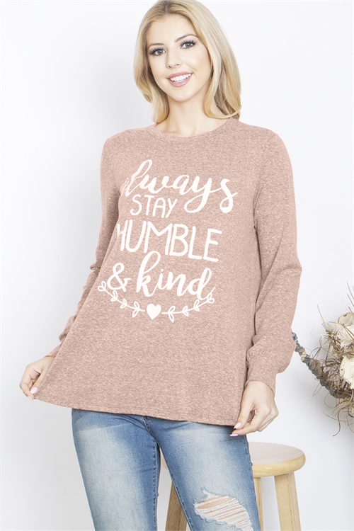 SA4-000-2-PPT21195-CC - "ALWAYS STAY HUMBLE & KIND" PRINTED TOP- COCO 1-2-2-2  (NOW $5.75 ONLY!)