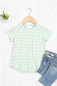 BLK11-2-PPT2123TK-SGIV-A - KIDS BOAT NECK ROUND HEM TUNIC STRIPES TOP- SAGE/IVORY 1-1-1-1-1-1-0-1