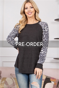 S7-10-2-PPT21339-CHL2TGY - LEOPARD LONG SLEEVE TWO TONED TOP- CHARCOAL 2TONE-GREY 1-2-2-2