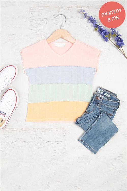 S10-14-3-PPT21357TK-PCHBLMNTMU-1 - KIDS COLOR BLOCK SHORT SLEEVE TOP- PEACH-BLUE-MINT-MUSTARD 1-1-0-1-1-1-1-1