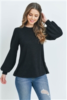 S10-2-1-PPT2139-BK - LONG SLEEVES ROUND NECK MIER SWEATER- BLACK 1-2-2-2