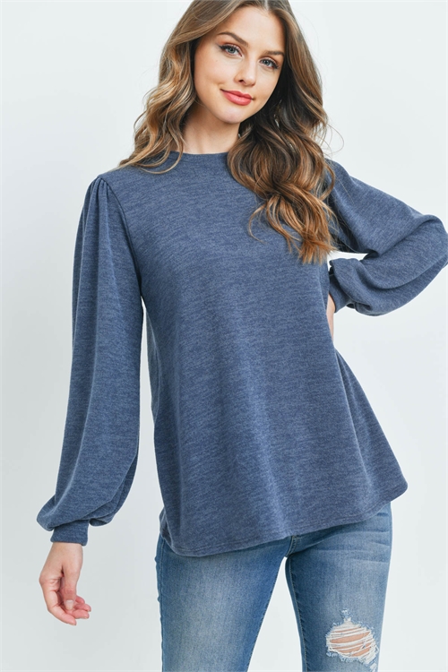 S10-5-4-PPT2139-CHLII-A - LONG SLEEVES ROUND NECK MIER SWEATER- CHARCOAL II 2-4-0-0
