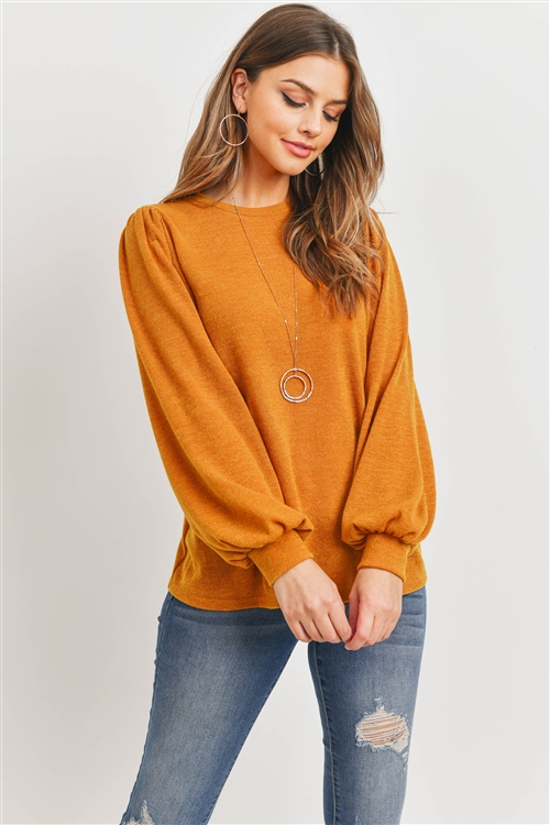 S14-10-3-PPT2139-NMU - LONG SLEEVES ROUND NECK MIER SWEATER- NEW MUSTARD 1-2-1-2