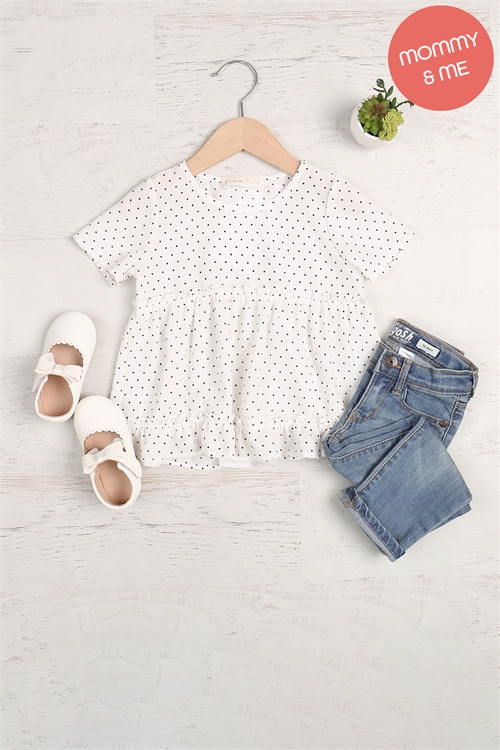 S10-8-4-PPT21461TK-IV - KIDS POLKA DOT MERROW DETAIL SHORT SLEEVE TOP- IVORY 1-1-1-1-1-1-1-1