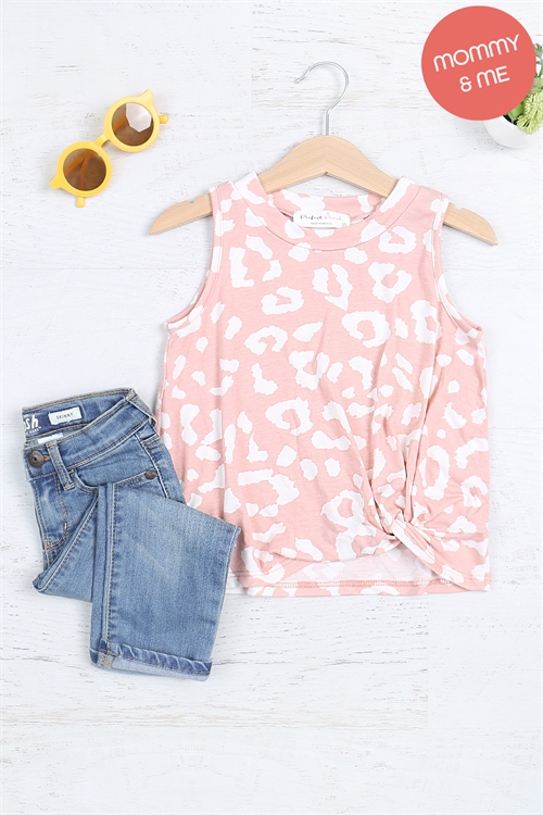 S5-10-4-PPT21471TK-SLMN-1 - KIDS LEOPARD TWIST FRONT TANK TOP- SALMON 0-1-1-1-1-1-1-1