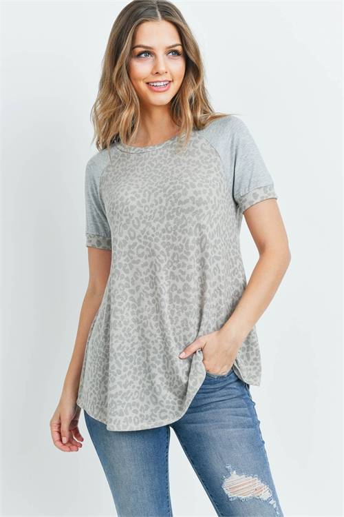 S10-3-4-PPT2152-TPSNHG - RAGLAN SLEEVES LEOPARD SWING TOP- TAUPE/SIENNA/HEATHER GREY 1-2-2-2