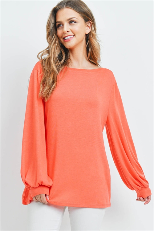 S7-1-3-PPT2158-CRL - DOLMAN SLEEVES SOLID HACCI TOP- CORAL 1-2-2-2