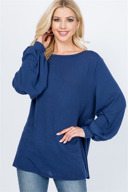 S7-3-4-PPT2158-FDDNM - DOLMAN SLEEVES SOLID HACCI TOP- FADED DENIM 1-2-2-2