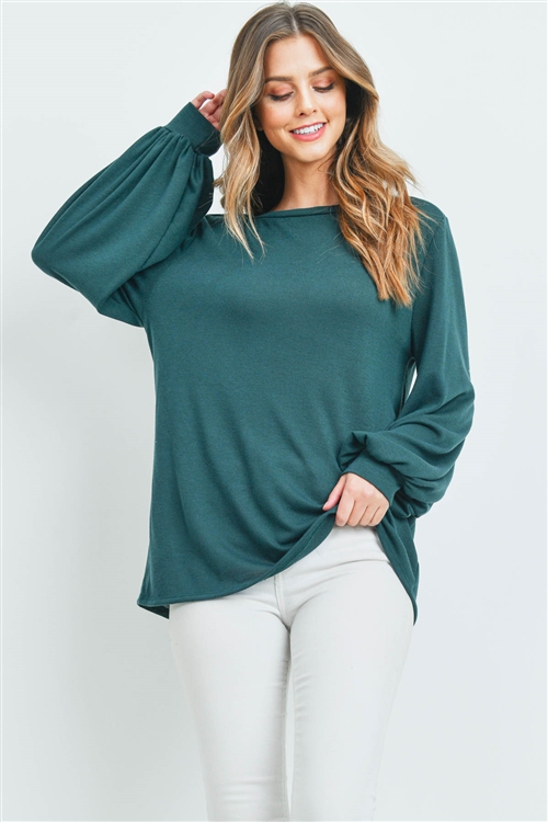 S10-20-1-PPT2158-HTGN-1 - DOLMAN SLEEVES SOLID HACCI TOP- HUNTER GREEN 2-2-2
