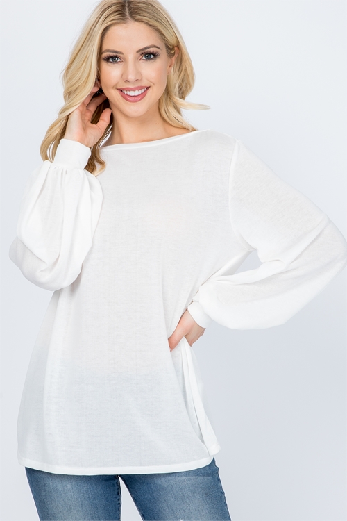 C14-B-PPT2158-IV-A - DOLMAN SLEEVES SOLID HACCI TOP- IVORY 3-6-6-0