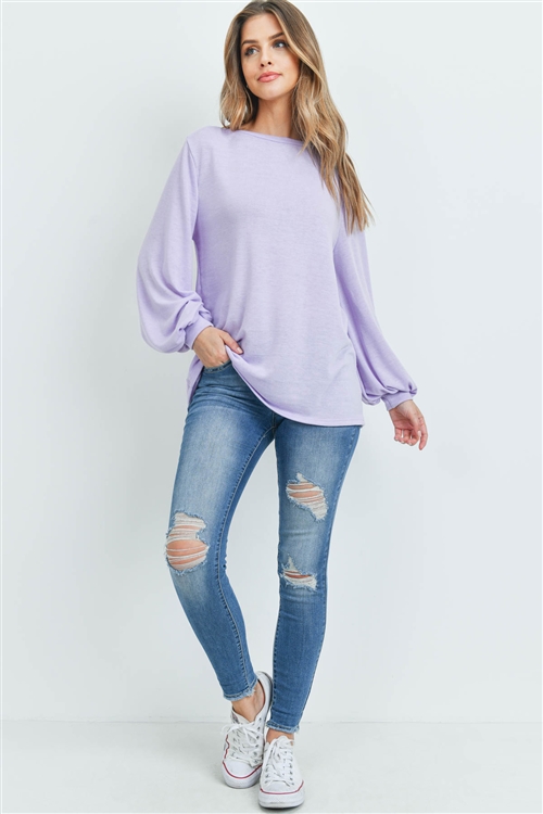 S7-3-4-PPT2158-LVDSL - DOLMAN SLEEVES SOLID HACCI TOP- LAVENDER SAIL 1-2-2-2 (NOW $3.00 ONLY!)