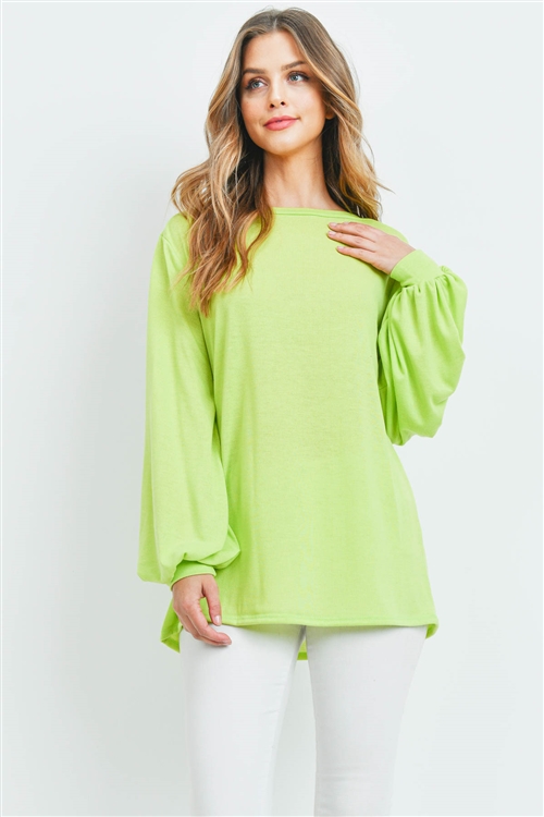 S10-20-1-PPT2158-VLM-1 - DOLMAN SLEEVES SOLID HACCI TOP- VINTAGE LIME 2-2-2